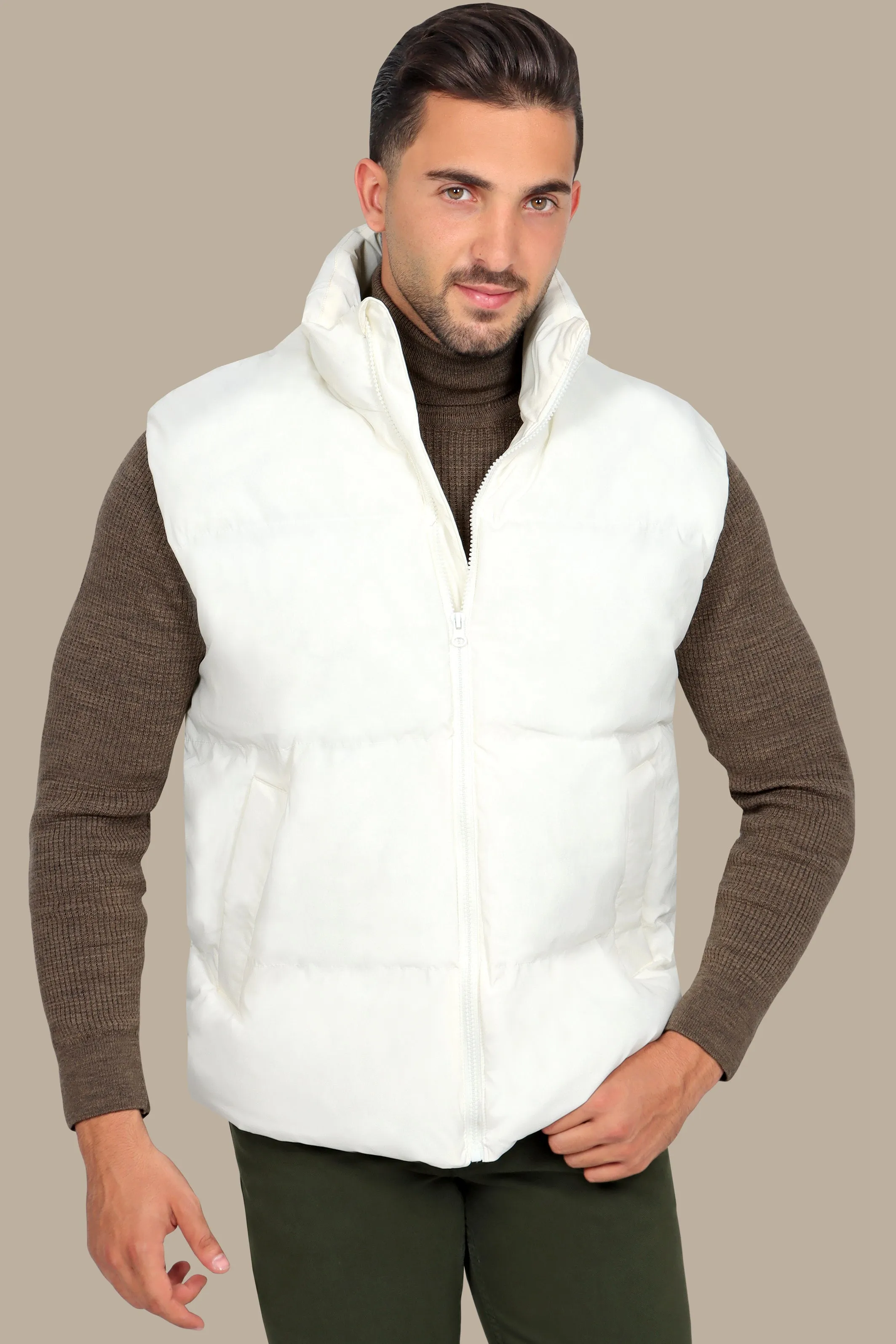 White Basic Puffer Vest