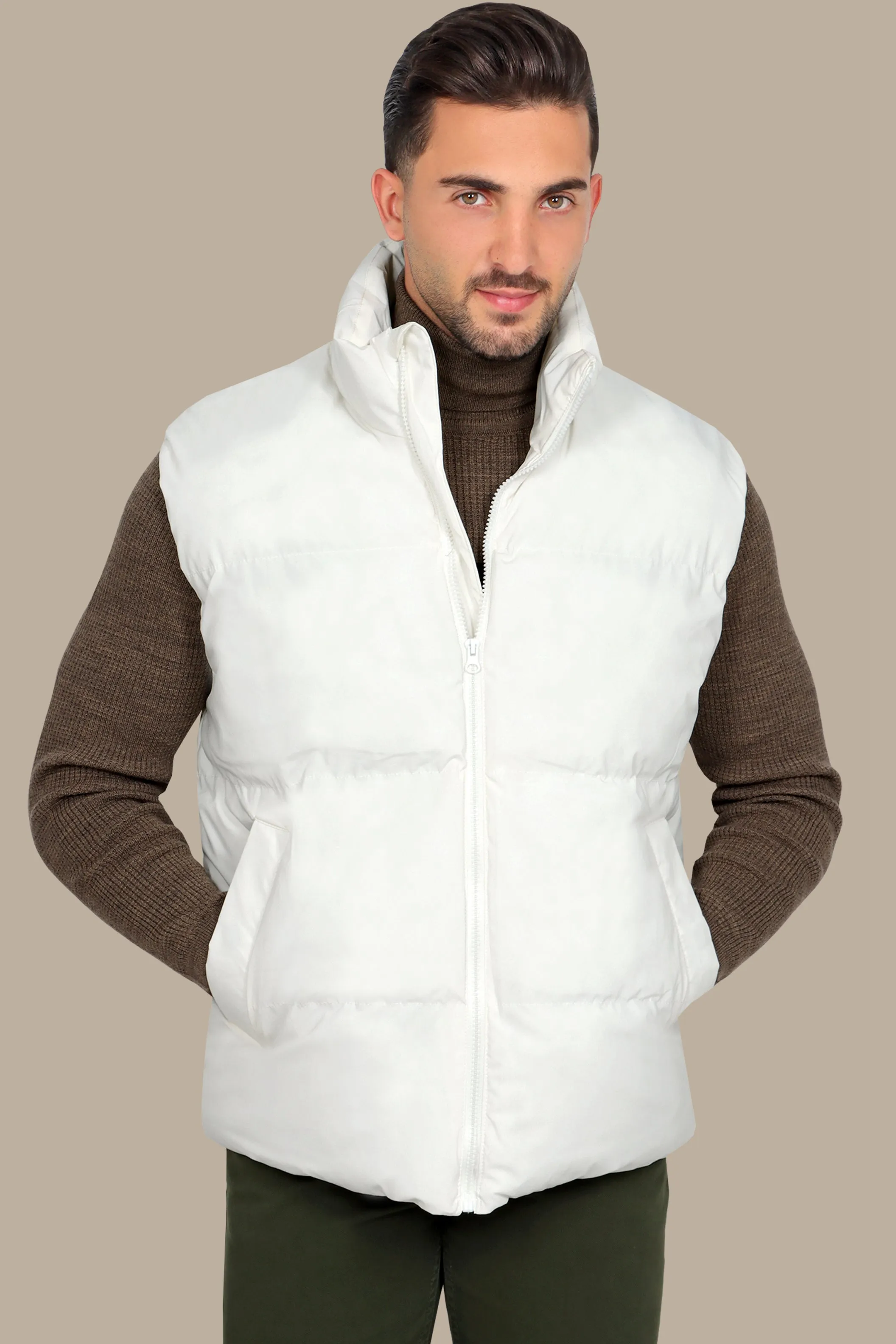 White Basic Puffer Vest