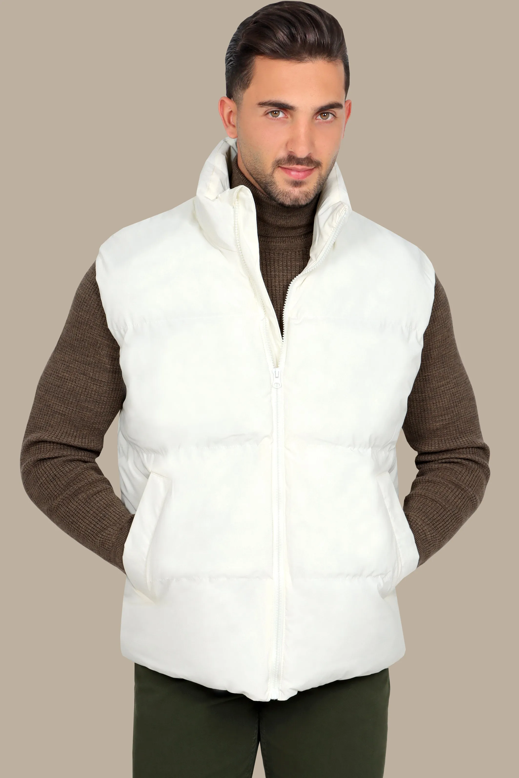 White Basic Puffer Vest