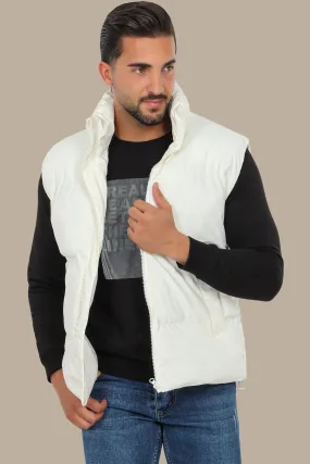 White Basic Puffer Vest