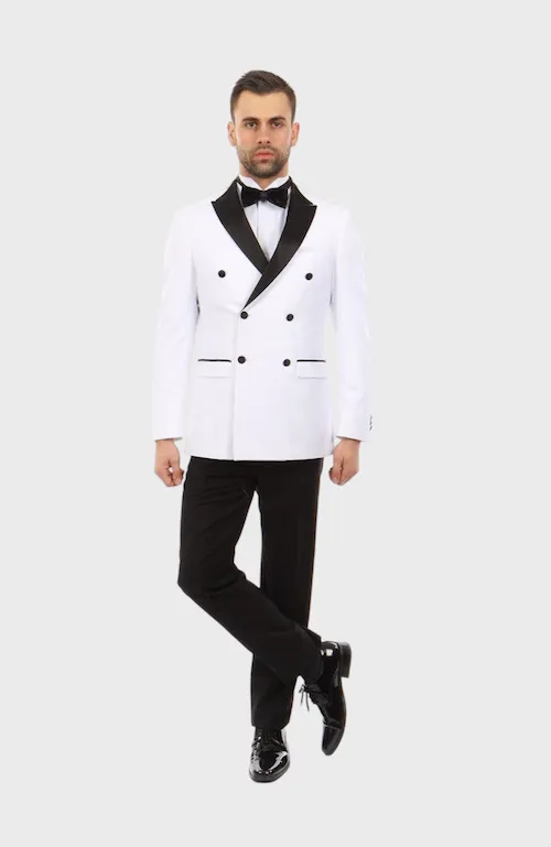 White Peak Lapel Double Breasted Tuxedo