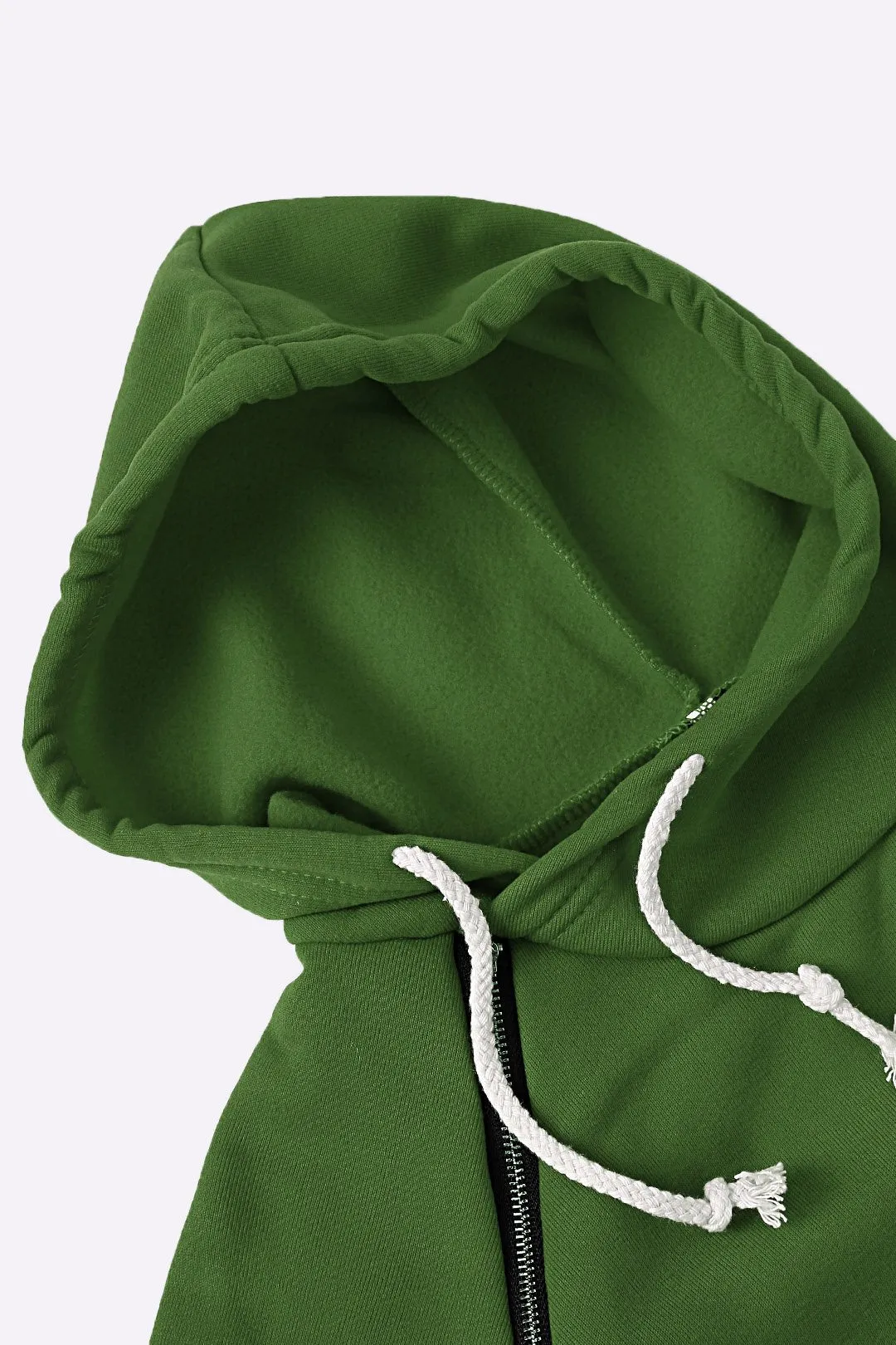 Wholesale Green Crew Neck Long Sleeve Plain Zip Back Side Pockets Hooded Casual Dress