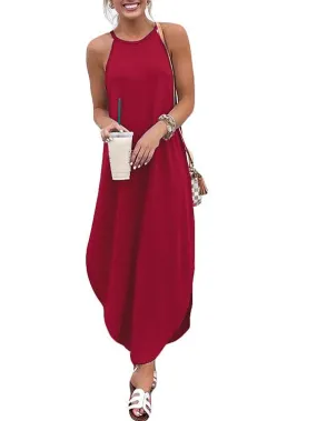 Wholesale Round Neck Sleeveless Maxi Dresses